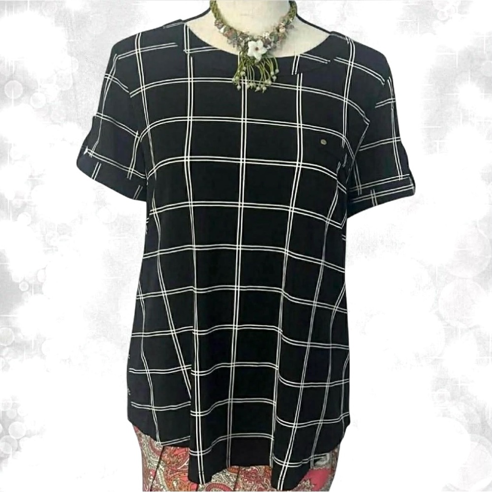 Vintage 50th Street Black and White Checkered Top